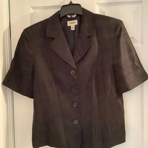 Talbots, Cropped 100% linen black jacket
